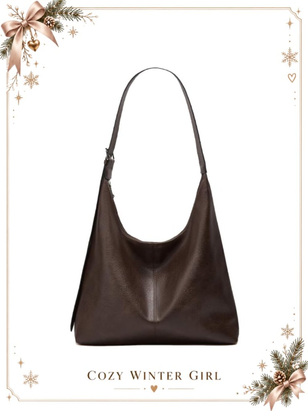 Large Hobo Bag PU Leather Shoulder Handbag Slouchy Tote Purse Travel